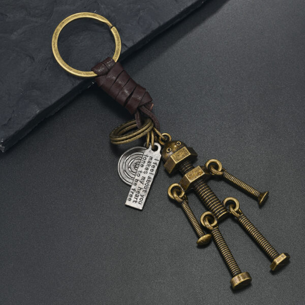 O1CN01P98Vwr1QBCDrQhzdN_1866151937-0-cib Wholesale Woven Leather Rope Automotive Alloy Screw Robot Keychain