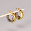 Wholesale Dual Color Overlapping Splicing Double Ring Gold-plated Earrings