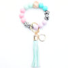 Wholesale Silicone Leopard Pattern Beaded Tassel Wrist Keychain