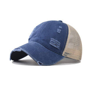 Rough hole washed net cap navy blue / Adjustable