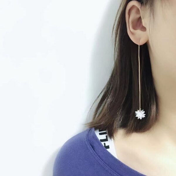 Wholesale Purple Ice Flower Chain Zircon Earrings