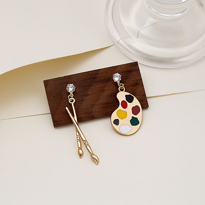 Wholesale Personalized Interesting Painting Pen awing Board Earrings