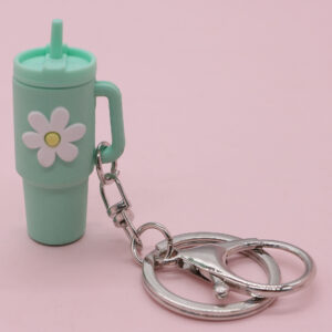 Cyan Flower Cup Keychain