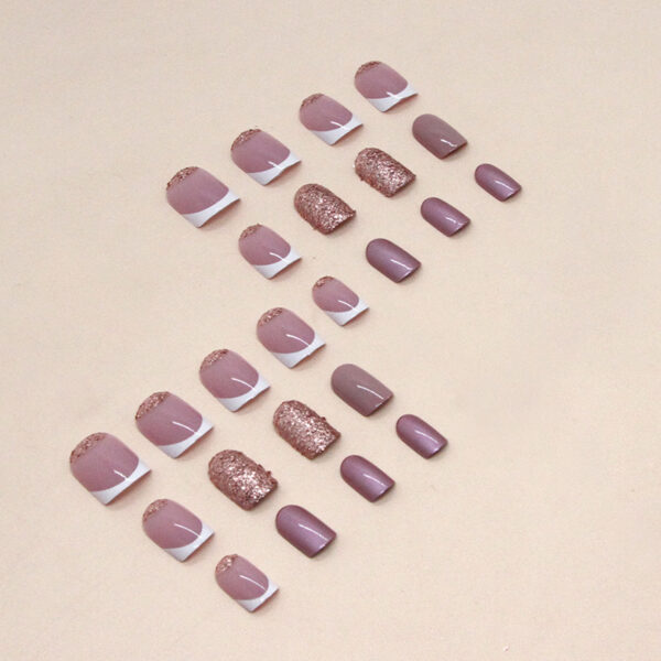 Wholesale Short Burst Glitter White French Pearl Nail Stickers