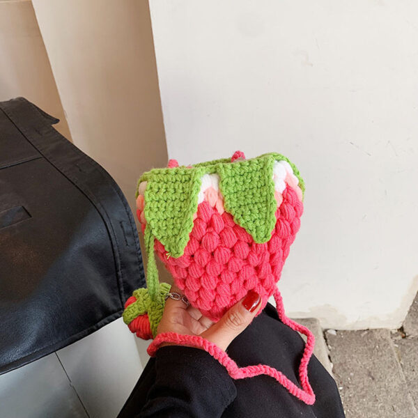 O1CN01PK3RM81lANHHBp4J7_2873554778-0-cib Wholesale Children's Bag Cute Strawberry Three-dimensional Crocheted Wool Bag Hand Knitted Crossbody Bag Coin Purse