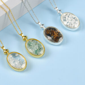 Oval-Gold / White Pine stone