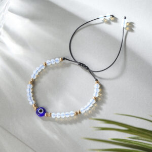 jsz130-bai-Devil's Eye Woven Bracelet White