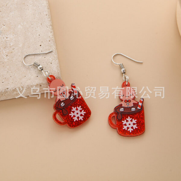Wholesale Christmas s925 Silver Needle Acrylic Elk Snowman Earrings