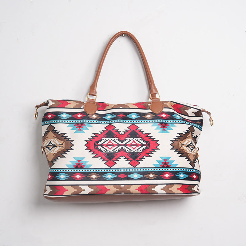 Wholesale PU Aztec Ethnic Style rtable Crossbody Bag with Cow Pattern Large Capacity Travel Bag