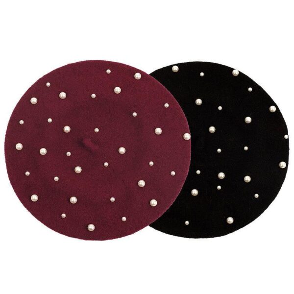 Wholesale Pearl Imitation Cashmere Beret Retro Hat Painter Hat