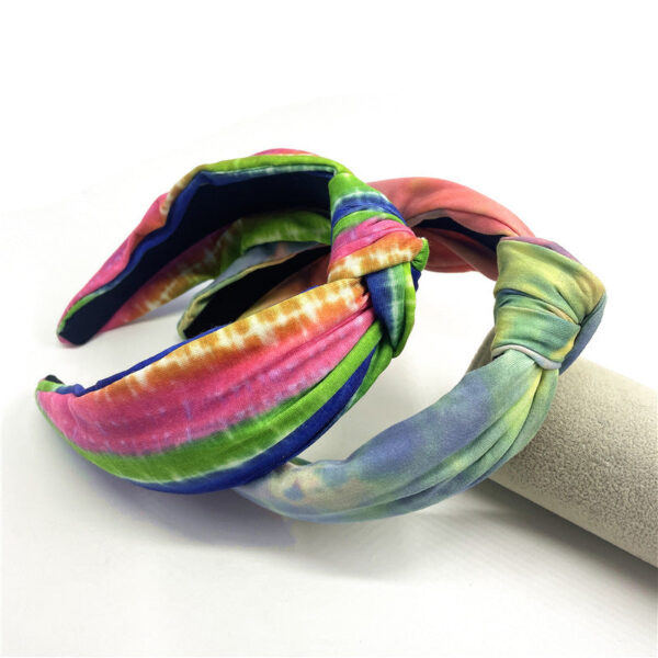 Wholesale Tie-dye Knotted Retro Style Colorful Geometric Rainbow Headband All-inclusive Headband
