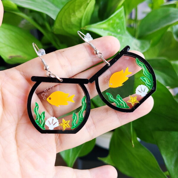 Wholesale Colorful Transparent Acrylic Water Grass Goldfish Tank Goldfish Earrings