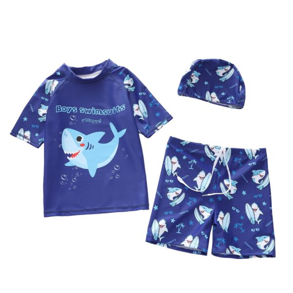 Wholesale Boys Two-Piece Polyester Swimwear 3-Piece Set