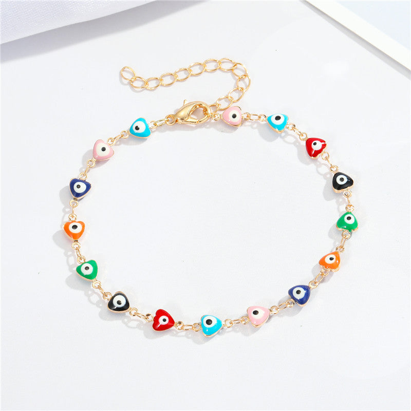 Wholesale Color Irregular Shape Peach Heart Round op Shape Alloy Anklets