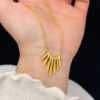 Wholesale of New Minimalist Fan Shaped Light Gold Collarbone Titanium Steel Necklace