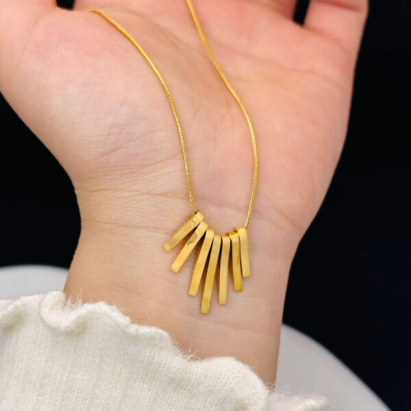 Wholesale of New Minimalist Fan Shaped Light Gold Collarbone Titanium Steel Necklace