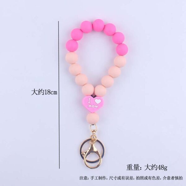 Wholesale DAD MOM Silicone Beaded Wrist Keychain