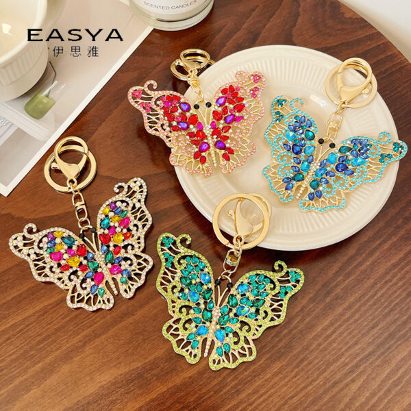 Wholesale Zinc Alloy Crystal Full Diamond Hollow Butterfly Keychain