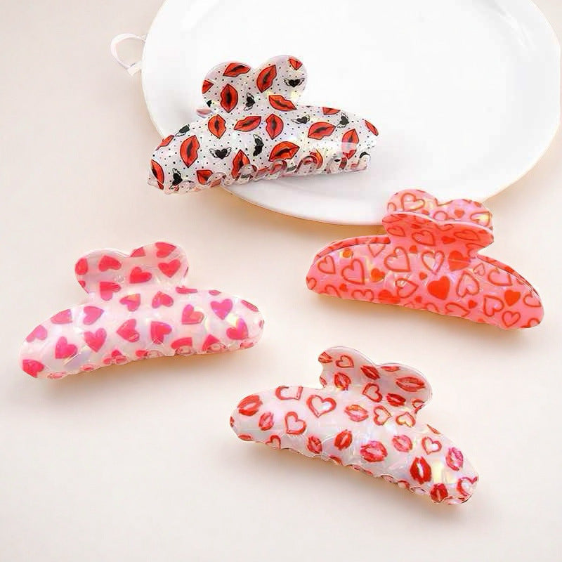 Wholesale Sweet Valentine's Day Heart Shaped Cute Red Lips Love Hairpin