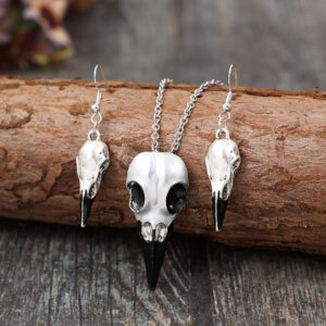 Wholesale Vintage Skull Crow Head Alloy Clavicle Chain  Mardi Gras Earrings Set