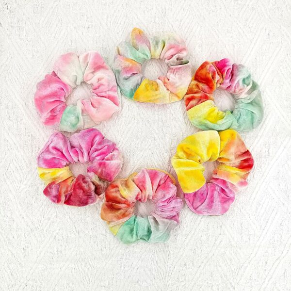 Wholesale Tie Dye Colored Velvet Hair Scrunchies