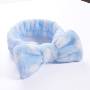 03#Sky blue and white dots (bow headband)