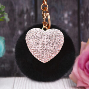 Peach heart White + black fur ball / Single opp bag packaging
