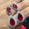 Wholesale Long Water Drop Zircon Imitation Ruby Copper Earrings
