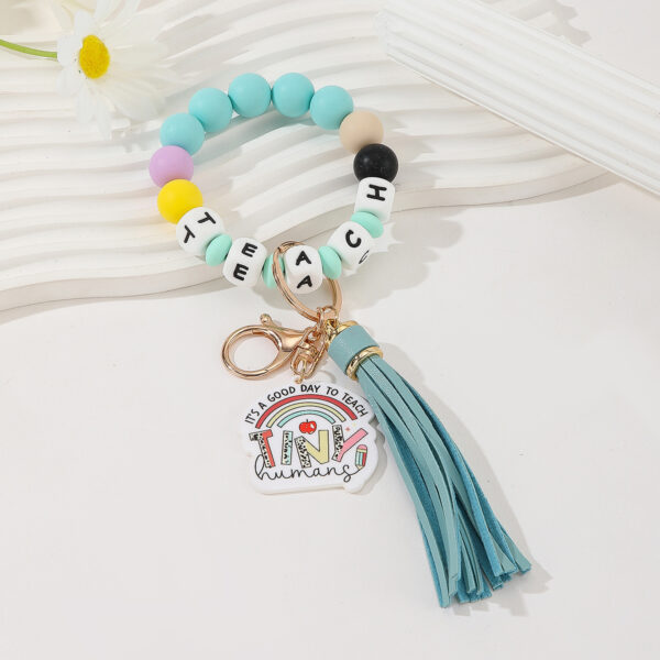 Wholesale Teacher Gift Colorful Silicone Beaded Wrist Keychain