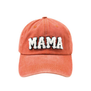 Orange-Embroidered mama Baseball Cap / Adjustable