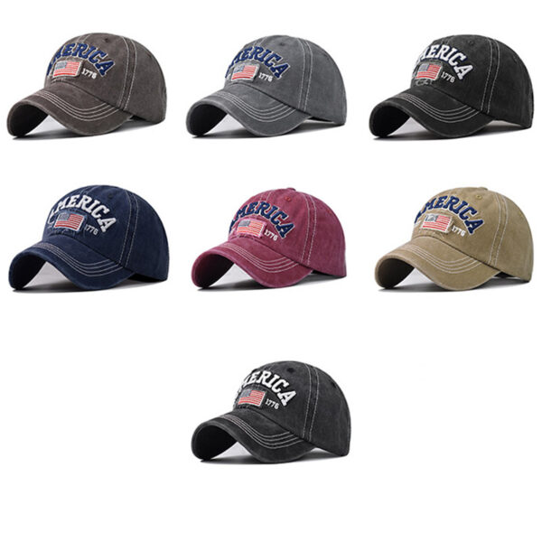 Wholesale Cotton Washed Ripped Hole Flag Embroidered Baseball Hat