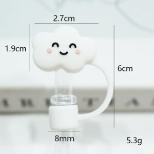 Silicone smiling white cloud 8mm / Bagged without straw