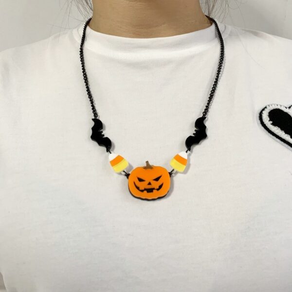 Wholesale Gothic Bat Pumpkin Candy Pendant Acrylic Necklace