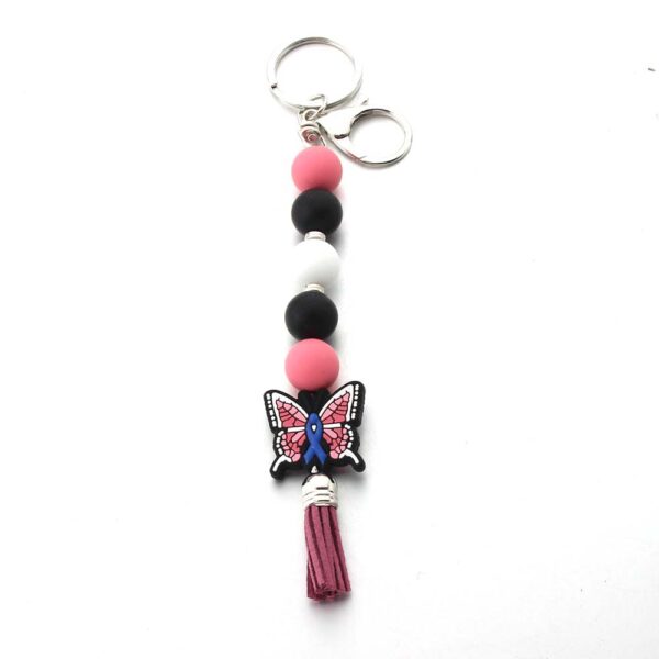 Wholesale Silicone Bead Butterfly Beaded Keychain