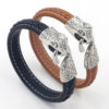 Wholesale Vintage Alloy Snake Head Leather Bracelet