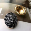 Wholesale Raffia Colorblock Oval Ear Studs