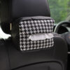 Wholesale Knitting Houndstooth Car Seat Back Hanging Type Leather Tissue Drawer