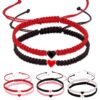 Wholesale Valentine's Day Adjustable Heart Braided Color Rope Bracelet
