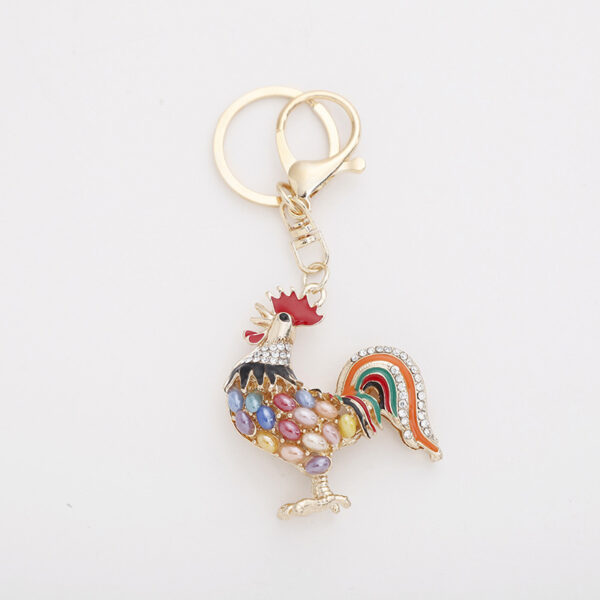 Wholesale Zinc Alloy Diamond Rooster Keychain