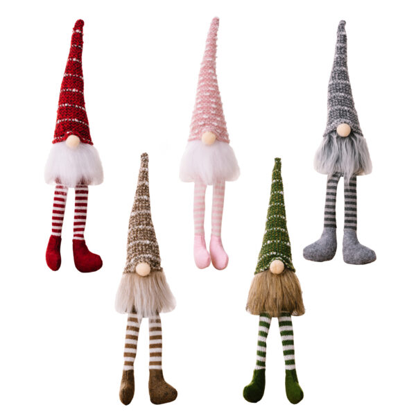 Wholesale Polyester Christmas Striped Knitted Hat Rudolph Hanging Leg Doll Ornament