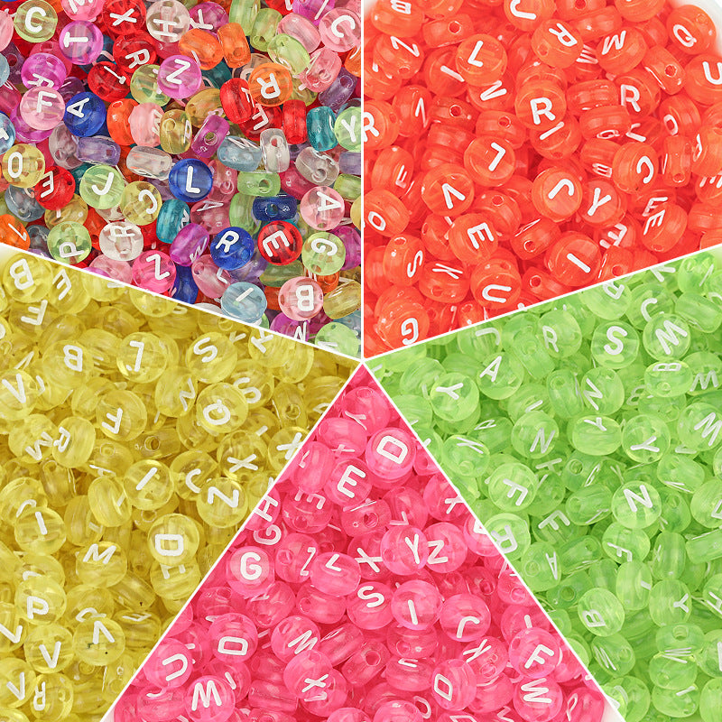 Wholesale of 100 Pieces/pack of Acrylic Colored English Letter Beads