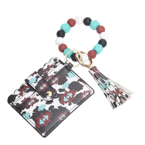 O1CN01Pg66jG1b72Cbl750l_2208367413417-0-cib Wholesale Leopard Print Sunflower Card Holder Tassel Silicone Beaded Wrist Keychain