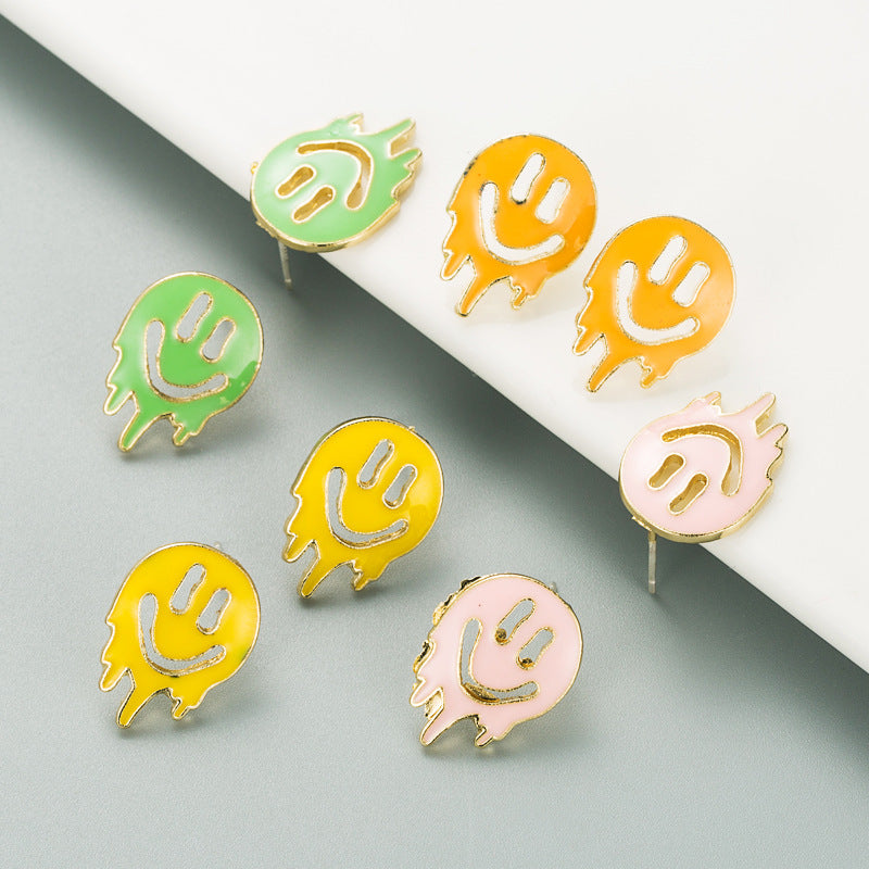 Wholesale Alloys ops Oil Smiley Earrings