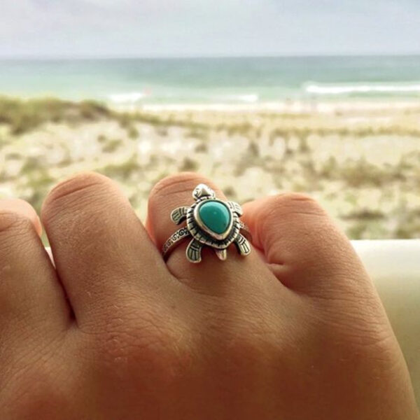Wholesale Metal Turquoise Turtle Ring