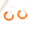 Wholesale Bohemian Colorful Circle Hand Braided Rice Bead Earrings