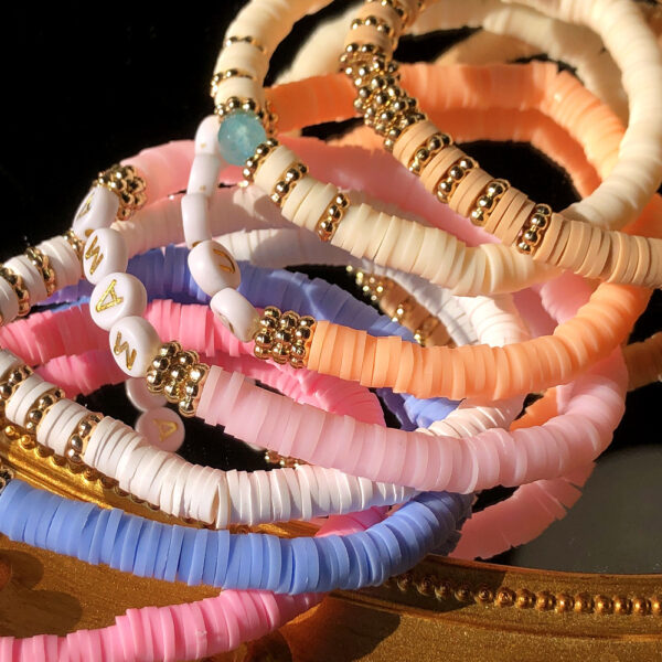 Wholesale Bohemian Style Soft Clay Letter Bracelet Combination Set