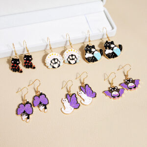 O1CN01PjU9cy1onFgGRmfp1__2059265269-0-cib Wholesale Jewelry Drip Paint Cat Cartoon Alloy Earrings
