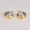 Wholesale Dual Color Overlapping Splicing Double Ring Gold-plated Earrings