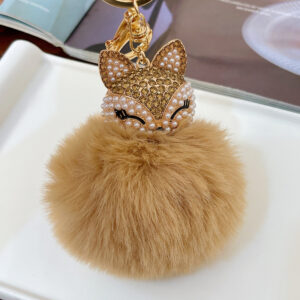 Brown Ali head + brown fur ball / Full length 16cm pendant 10x8cm