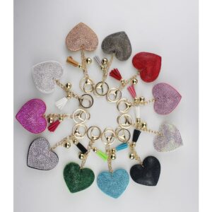 Wholesale Rhinestone Colorful Heart Keychain